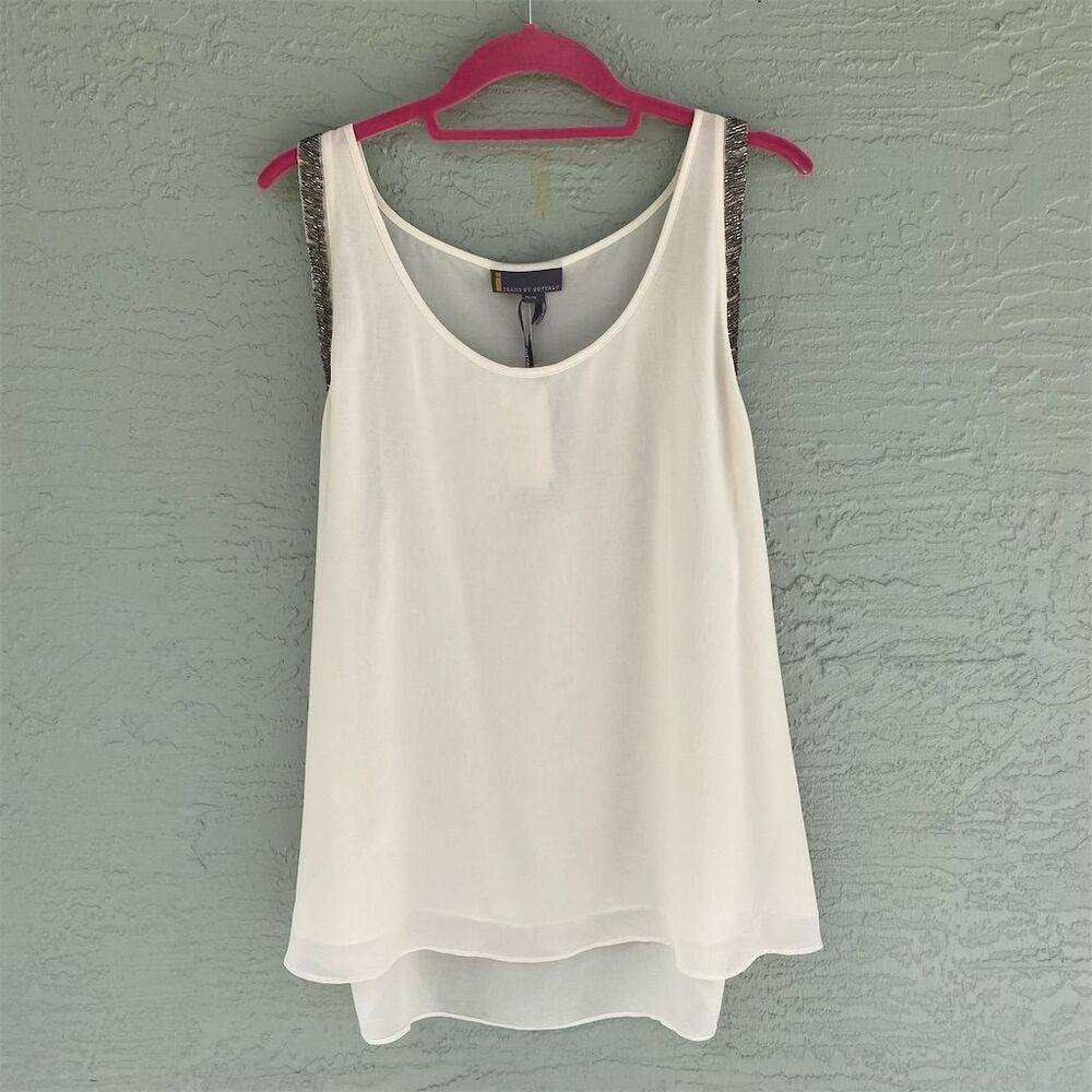 Jeans by Buffalo Women's XL White Sleeveless Tank Top Scoop Neck